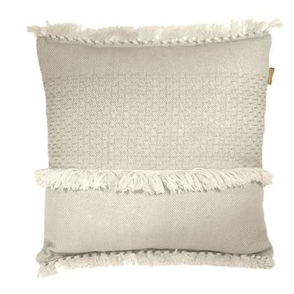 Malagoon Fringe Sierkussen - Off White Wit