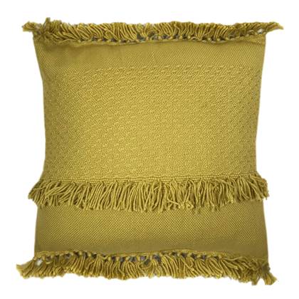 Malagoon Fringe Sierkussen - Mosterd Geel