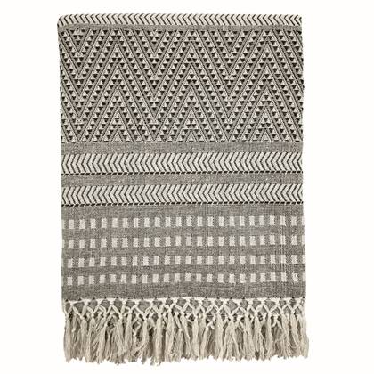 Malagoon - Native stripe cotton grey throw 135x220cm