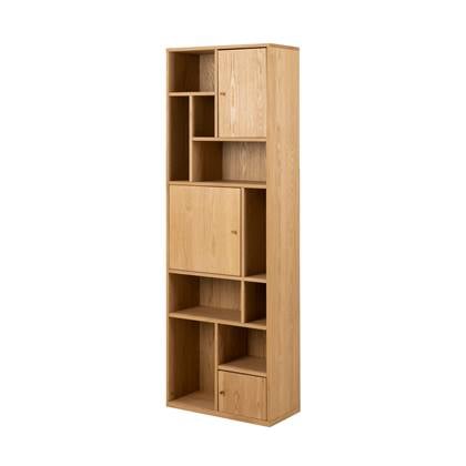 Lisomme Maarten Boekenkast - Hout - Vakkenkast - Asymmetrisch - Open Kast - 12 Vakken - Opbergkast - Scandinavisch - Bruin - 60,5 x 30 x 180 cm