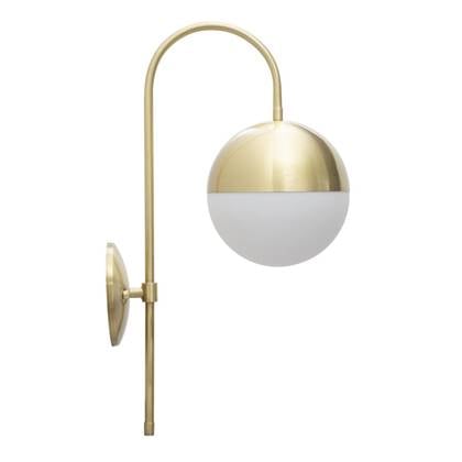 Glamy Street Zwart metalen wandlamp met witte glazen bol