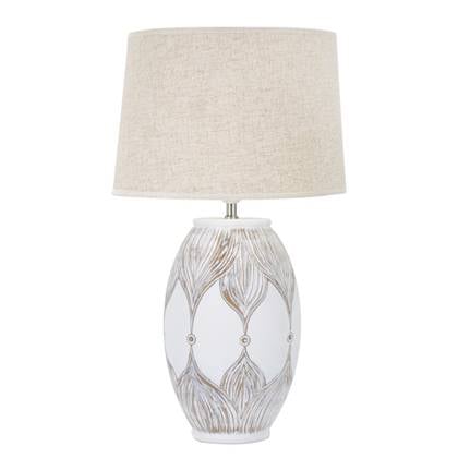 Mauro Ferretti Atene Tafellamp in te hars met beige kap Wit
