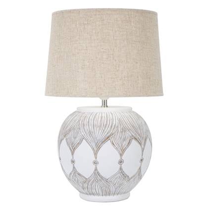 Mauro Ferretti Atene Tafellamp in te hars met beige kap Wit