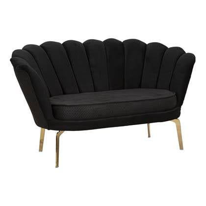 Vienna Sofa van zwarte stof met gouden poten