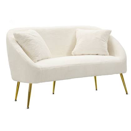 Soffy Sofa 2 stoelen in metaal en witte stof met kussens