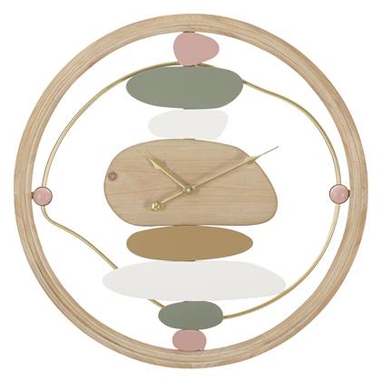 Mauro Ferretti Colorful Ronde wandklok in hout en metaal Bruin