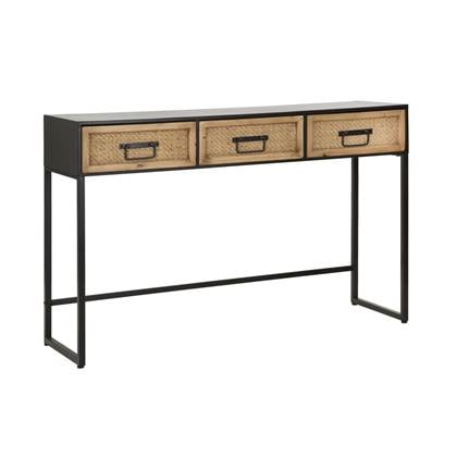 Mauro Ferretti Hanoi Console met 3 lades in hout en metaal bruin en zwart