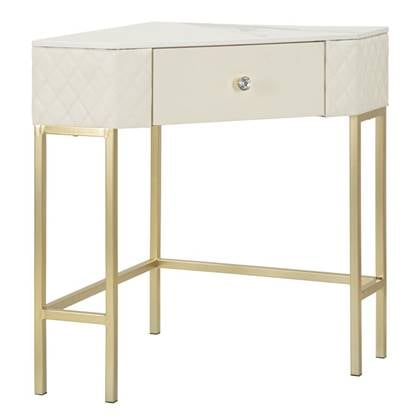 Mauro Ferretti Sharon Console in goud metaal en crème leer