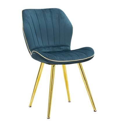 Paris space Set van 2 stoelen in blauwe stof met gouden poten