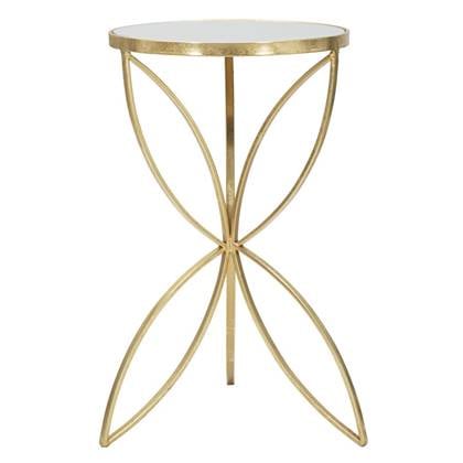 Butterfly Ronde tafel in goud metaal met spiegel