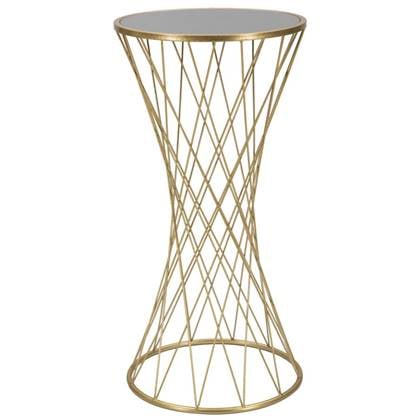 Tower Ronde tafel in goud metaal met spiegelblad