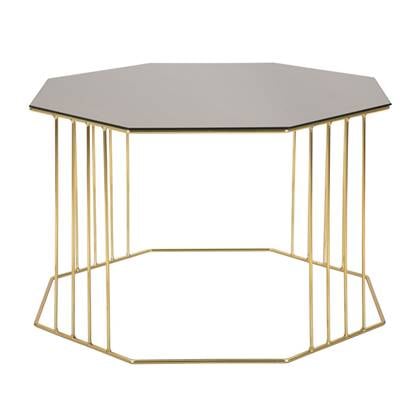 Octagon Achthoekige salontafel in metaal en glas goud zwart