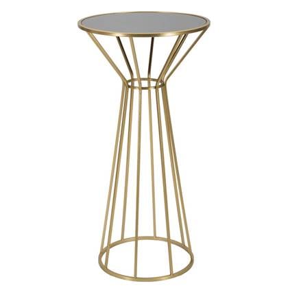 Simple Ronde tafel in goud metaal met spiegelblad