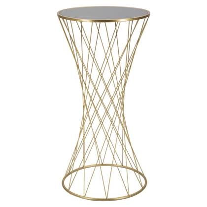 Tower Ronde tafel in goud metaal met spiegelblad