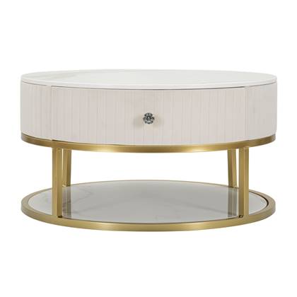 Mauro Ferretti Salontafel in metaal stof hout goud wit Beige