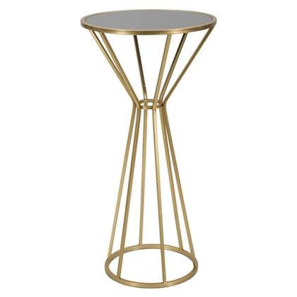 Simple Ronde tafel in goud metaal met spiegelblad