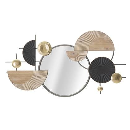 Mauro Ferretti Abstract Wandspiegel in metaal en hout veelkleurig Multicolor