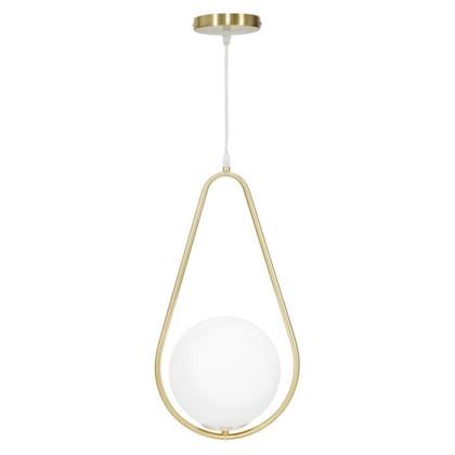 Glamy Drop Hanglamp in goud metaal met glazen bol wit