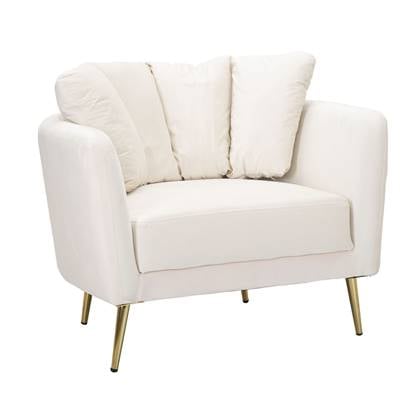 Kiev Fauteuil in beige polyester en poten in goud metaal