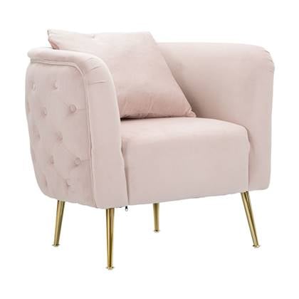 Bucarest Fauteuil in metaal en stof, goud en roze