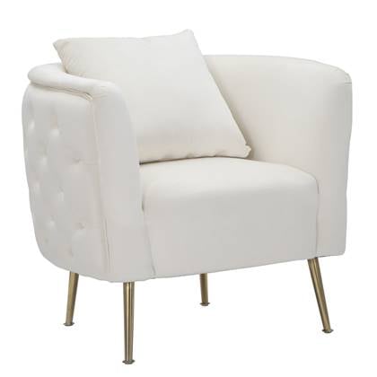 Mauro Ferretti Bucarest Fauteuil in stof met gouden poten Beige