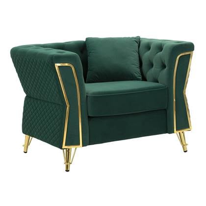 Mauro Ferretti Emy Fauteuil in metaal en fluweel met kussen Groen