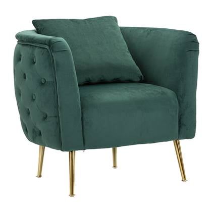 Mauro Ferretti Bucarest Fauteuil in metaal en stof, goud en Groen
