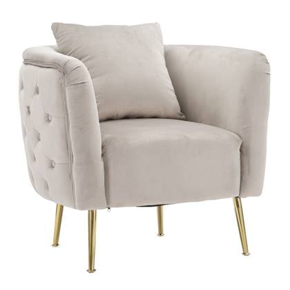 Mauro Ferretti Bucarest Grijze stoffen fauteuil met gouden poten Grijs