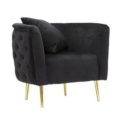 Mauro Ferretti Bucarest Fauteuil in e stof met gouden poten Zwart