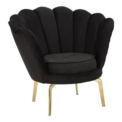 Vienna Fauteuil in zwarte stof met gouden poten