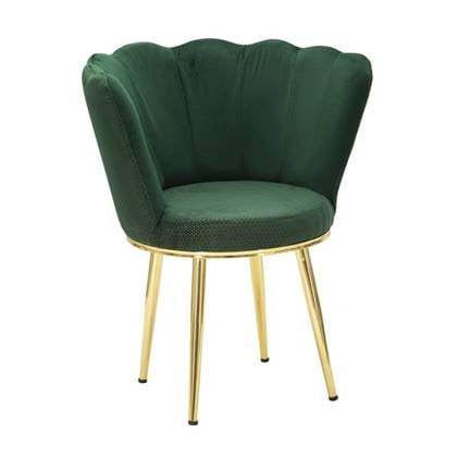 Mindy Fauteuil in metaal en stof, goud en groen