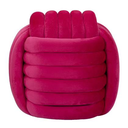 Softy Geweven fluwelen poef in fuchsia