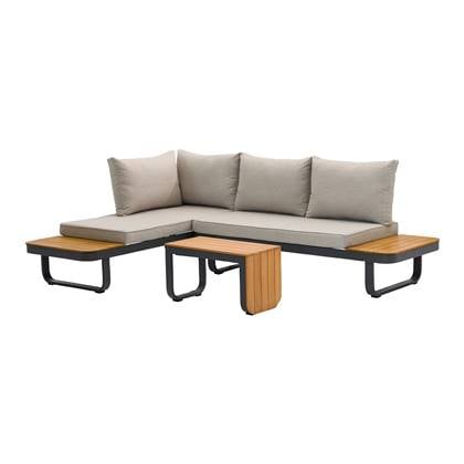 SenS-Line Samos multifunctionele loungeset - Taupe - Aluminium en acacia hout