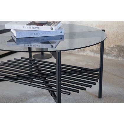 Fjôrd - Salontafel Von Zwart Smoked Glas Ø80cm