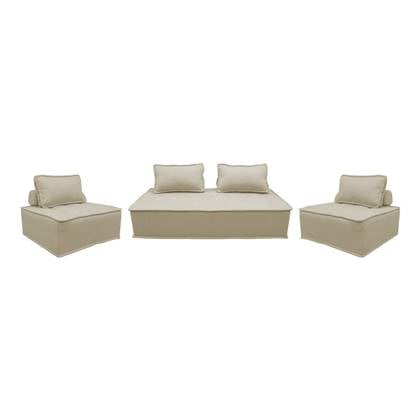 Sweeek  Set van 2 fauteuils met 2-zitsbank in stof, met kussen