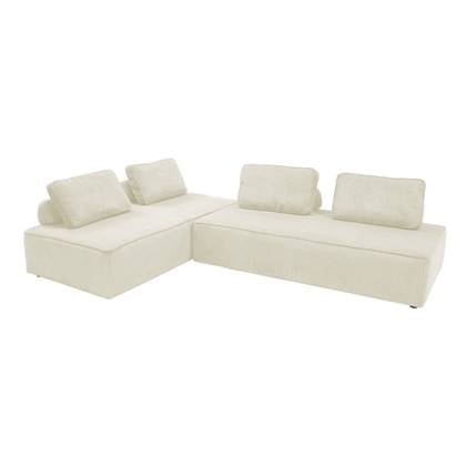 sweeek - Module stoel voor modulaire 2-zits bank in ribfluweel (set Crème