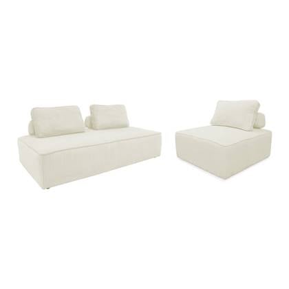 sweeek - Set van fauteuils voor moduleerbare 3-zits bankribfluweel Crème