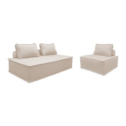 sweeek - Dao Fauteuil en modulaire 2-zitsbank in stof Crème