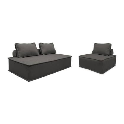 sweeek - Dao Fauteuil en modulaire 2-zitsbank in stof Grijs