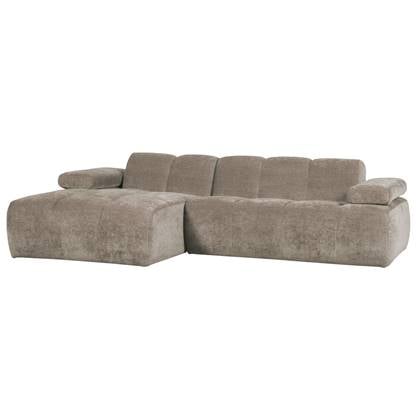 Woood Mojo Chaise Longue Links - Geweven Ribstof - Donker Zand