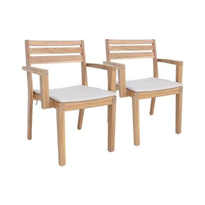 Sweeek  Set van 2 acaciahouten tuin fauteuils met kussen