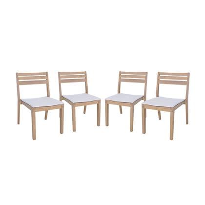 Sweeek  Set van 4 acaciahouten tuinstoelen met kussen