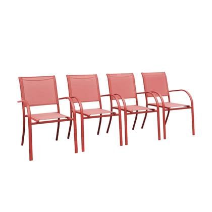 Sweeek  Stapelbare tuinstoelen van aluminium en textileen (set van 4)