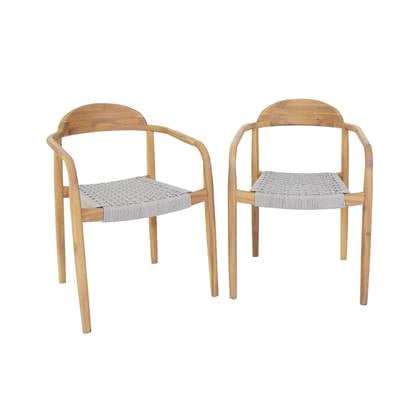 Sweeek  Set van 2 acacia houten tuinstoelen, zitting in kunststof