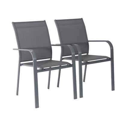 Sweeek  Stapelen tuinstoelen van aluminium en textileen (Set van 2)