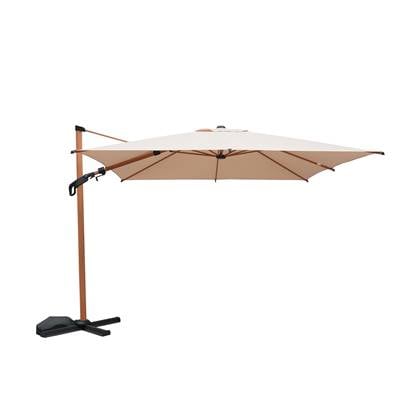 Sweeek  Vierkante parasol 3x3m, mast met houtlook