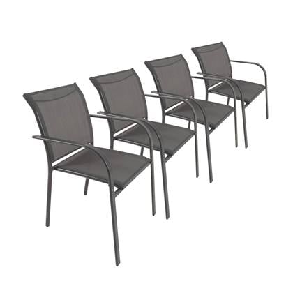 sweeek - Set van 4 amara tuinstoelen van aluminium en textilene, 62 x 55 x 84 cm