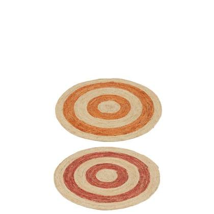 J-Line tapijt Rond Cirkels - maïs - oranje|rood - medium - 2 stuks