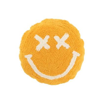 J-Line Kussen Smiley Getuft Katoen Oranje/Wit