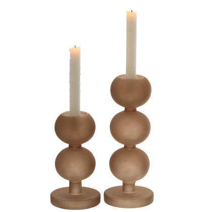 J-Line Set Van 2 Kandelaars Malik Glas Taupe